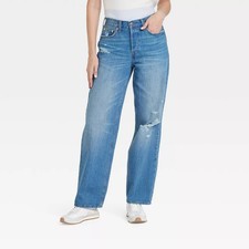 Women's Mid-Rise 90's Baggy Jeans - Universal Thread Blue 4