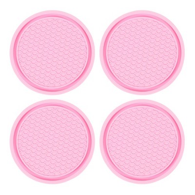 4 Stück Auto Cup Coaster Universal PVC Auto Cup Matten Rutschfeste, Pink