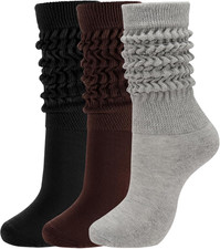 3 Pairs Slouch Socks for Women Size 9-11 Soft Extra Long Scrunch Knee