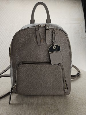 Kate Spade N Y 'Carter Street' Caden Sml Gray Leather Backpack Purse Bag PreOwnd
