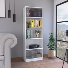 4-Tier Bookcase with Modern Storage for Books and Decor, White