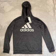NWT Adidas Hoodie Sweatshirt Womens Med Dark Grey Climawarm Sparkle Glitter Logo