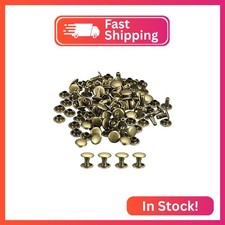 uxcell 50 Sets Leather Rivets, 8mm Double Cap Rivets 8mm Height Metal Studs Rive