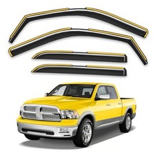 in-Channel Window Rain Guards Fit Fit for 2009-2018 Dodge RAM Crew Cab Mega Cab