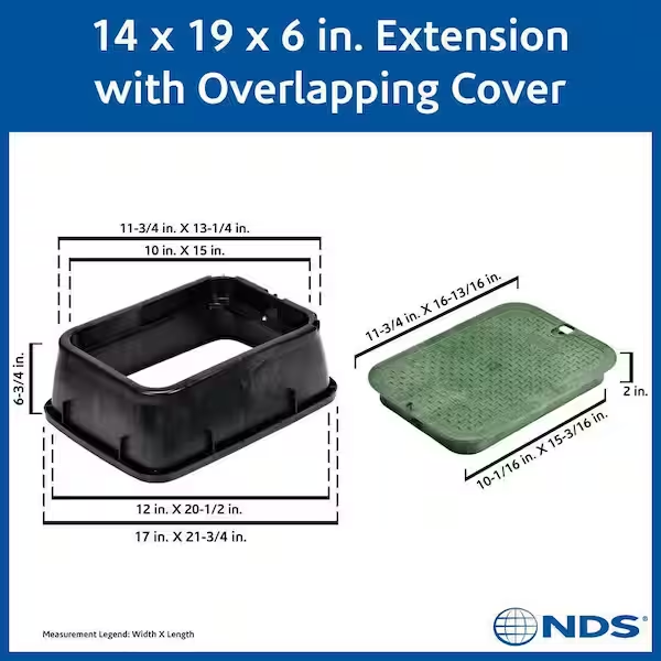 14 In. X 19 In. Rectangular Valve Box Extension And Cover, Black ...