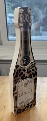3D GUCCI Leopard Champagne Bottle Wood Decor