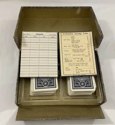 Vintage canasta Card Game De La Rue Original Box Two Card Decks - Image 1 of 4