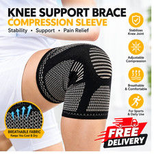 2x Copper Knee Sleeves Silver Compression Brace Support Sport Joint Injury Pain