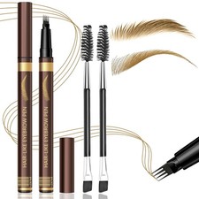 2PCS Microblading Eyebrow Pen with 2 Brushes, Waterproof Four-Tip Eyebrow Pen
