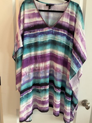 Lane Bryant Women's Plus Size 22/24 Multi colored V Neck Print Top