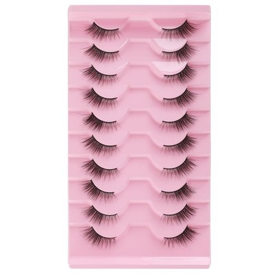 Gjinxi Half Lashes Natural Look False Eyelashes 1 pair (Pack of 10), Black