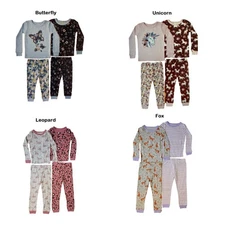Member's Mark Infant/Youth Girls 4 Piece Tight Fit Long Sleeve & Pant Pajama Set