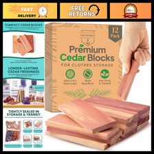 Natural Cedar Blocks for Clothes Storage - Moth Repellent, Fresh Scent, 12 Pack