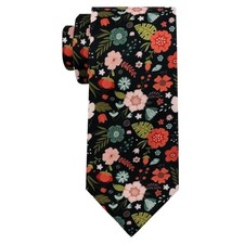 Flower Mens Ties, Elegant Floral Ties for Men Self-tied Orange Pink Flower