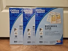 Office Depot Business Card Binder Pages, 8 1/2" x 11" Clear, 3 Packs Of 10