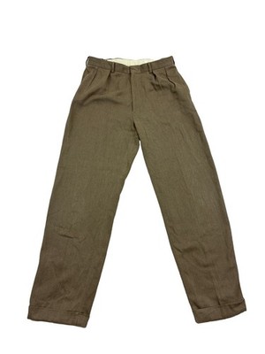 VTG Polo Ralph Lauren Pants Mens 34x32 Brown Double Pleated Preppy 90s