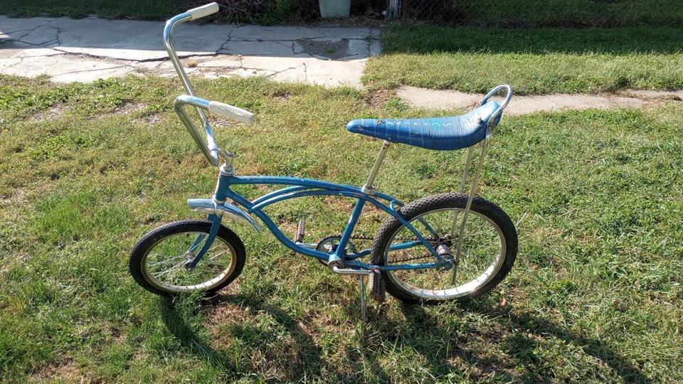 Schwinn Stingray Deluxe 1967 original vintage azul sobreviviente 16" trasero, 12" delantero Foto 3 de 4