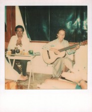 Old Vintage Photo COLOR POLAROID MAN WOMAN PLAYING GUITAR INSTANT PHOTOGRAPH