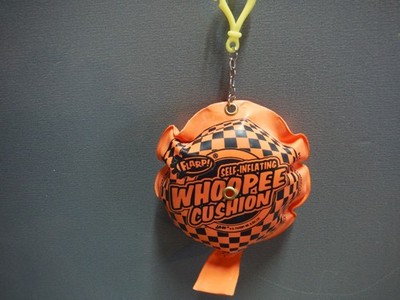 Whoopee Cushion ''Self Inflating!''  Old & Unique Key Chain Metal 3''in