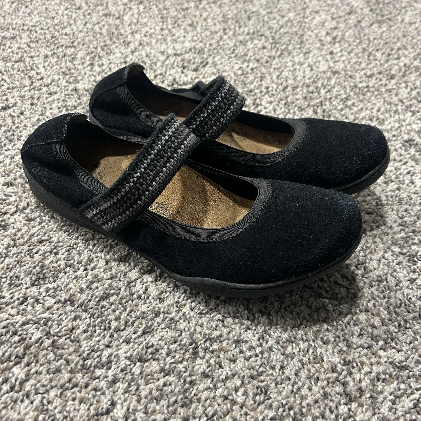 Taos Bandana Mary Jane Ballet Flat Women Sz 8.5 Suede Black Slip On Comfort