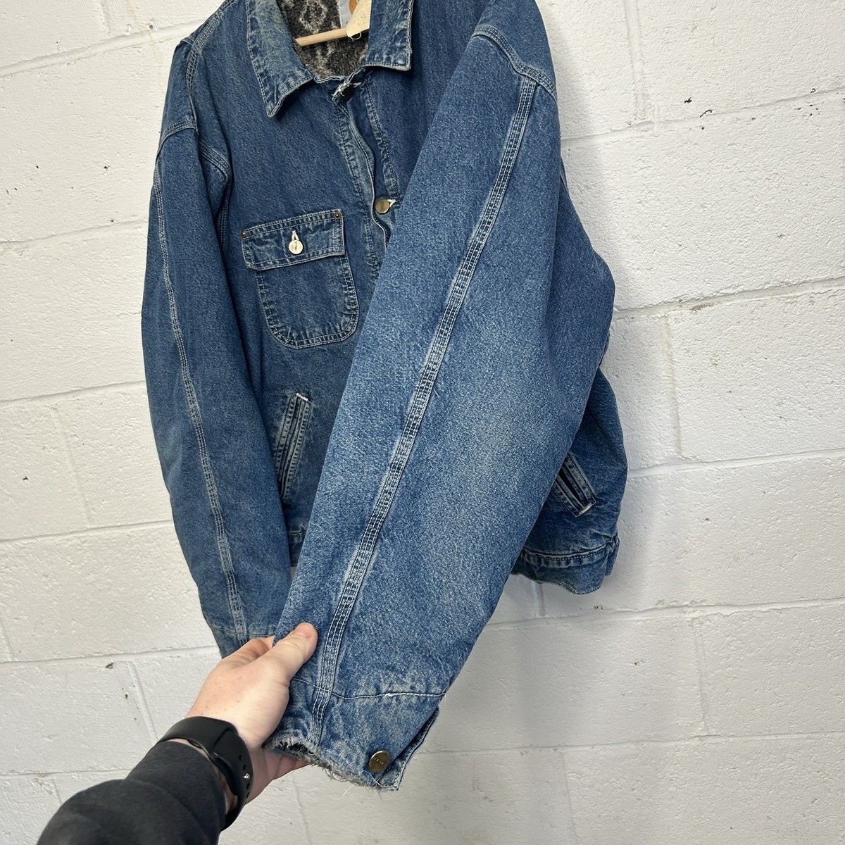Vintage Carhartt Aztec Pile-Lined Denim Chore Jacket “Darkstone
