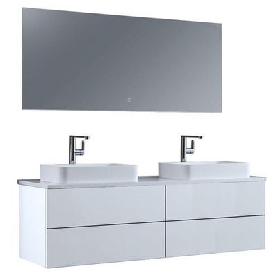 STONEART Badmöbel-Set Brugge BU-1601pro-5, weiß, 160x50cm Unterschrank Spiegel
