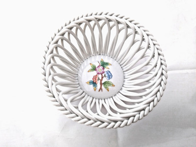 Herend Victoria  #7371/VBO 12,5cm Open Weave Basket Porcelain Hand painted