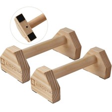 Push-up Stand, 2 PCS Wood Pushup Bars Non-Slip Base Exercise Home Workout Equ...