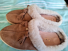 Kate Spade NY Limon Mules Womens Sz 9.5 Suede Slippers Tassel Sherpa Lined