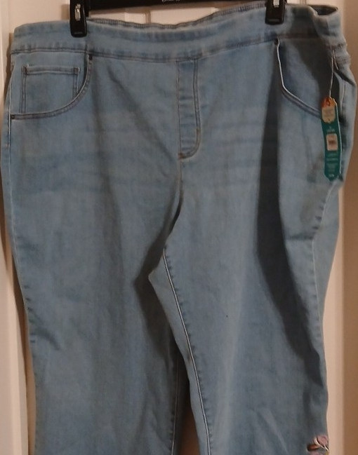 Light Blue Embroidered Stretch Relaxed Fit