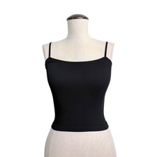 Free People Movement Black Ribbed Seamless Crop Cami Top XS/S Fitted Fitness