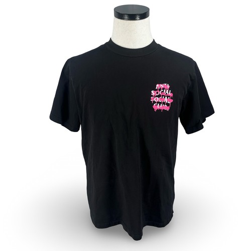 Anti Social Social Club Mens Black Drip T-Shirt Large ASSC Pink Logo READ