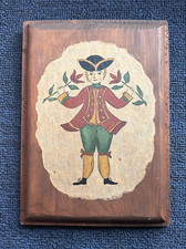 Vintage Fraktur-Style Folk Art Plaque ? Colonial Soldier, Pennsylvania Dutch