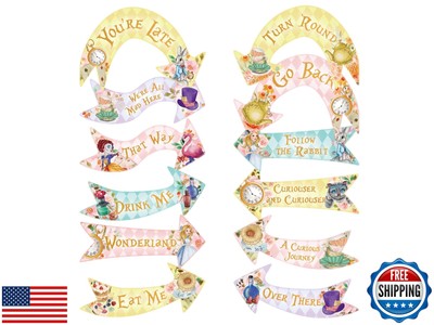 Alice in Wonderland Party Arrow Signs - Pack of 24 Arrow Signs - Including St