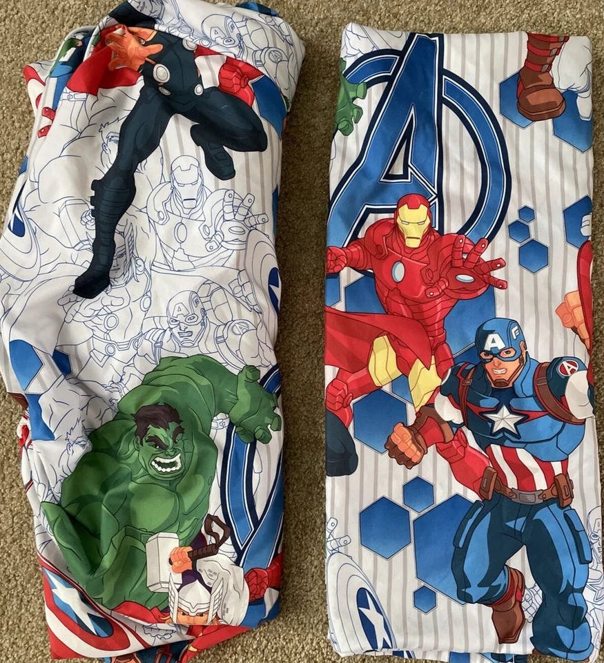 Marvel Avengers супергерои 2 изделия двойной лист комплект: плоский и резинке подержанный EUC - Изображение 2 из 4