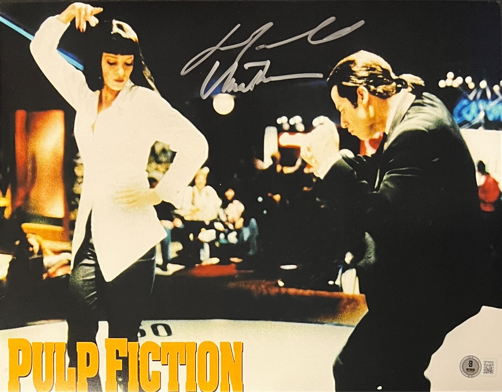 John travolta uma thurman signed 11x14 pulp fiction photo beckett witnessed new