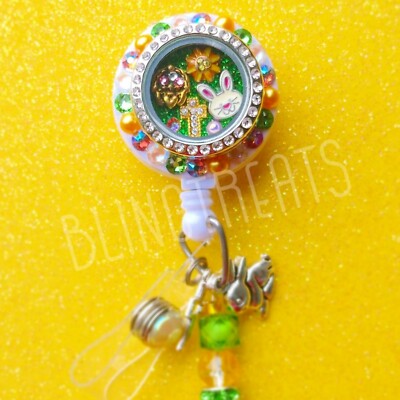 Easter floating locket ID badge holder 