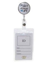 Flight Attendant Life Clip Back Retractable Reel Cabochon ID Holder
