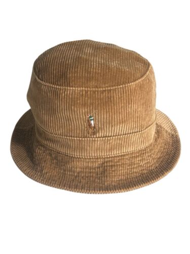 Polo Ralph Lauren Loft Bucket Hat Corduroy Golden Brown Natural Pony Cord L/XL - Picture 6 of 19