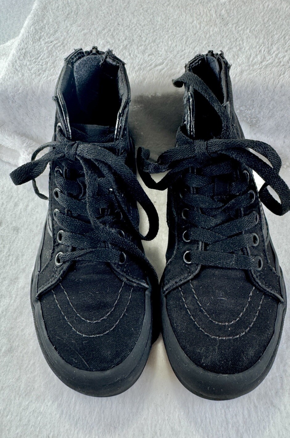 Vans Sk8 Hi Zip Shoes Kids Size 13.5 Sneakers Triple Black Youth Skater Hi-Top thumbnail 5