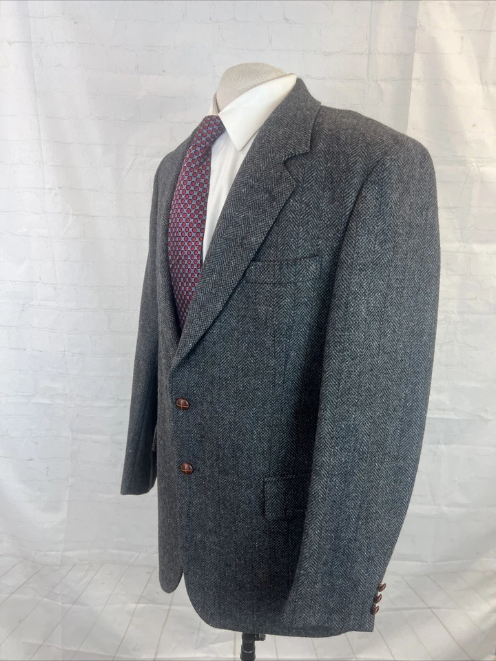 Blazer OTOÑO/INVIERNO Boston Trader Para Hombre Gris Rayas Lana Espiga 42L $695 Foto 3 de 4