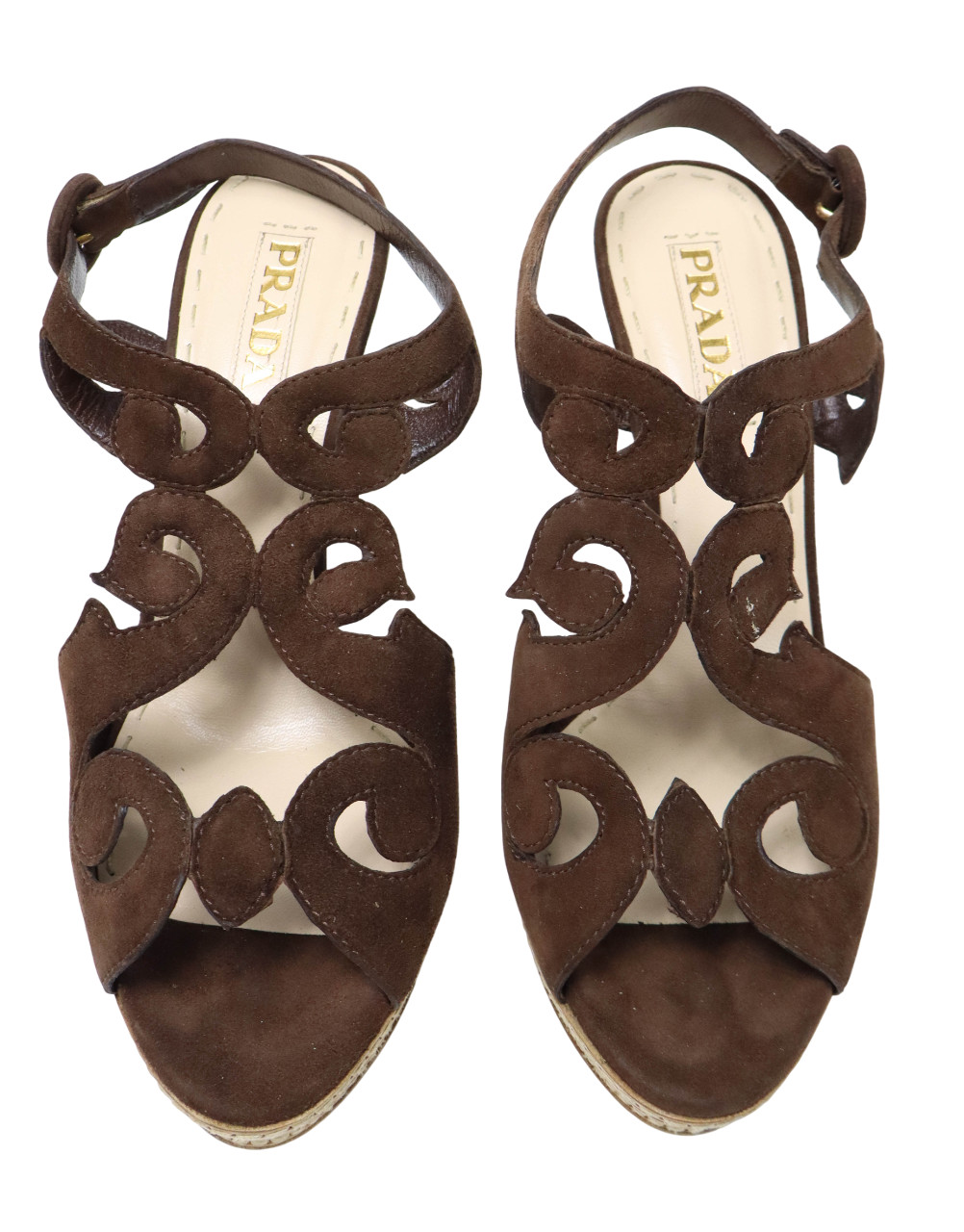 PRADA Shoes Women's (EU) 39 Brown Suede Stiletto Buckle Open Toe Heeled Sandals thumbnail 4