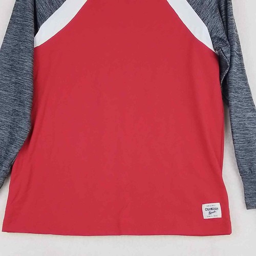 Oshkosh Boys T-Shirt Sz 7 Red Color Block Rash Guard Tee Activewear Long Sleeve - Picture 3 of 10