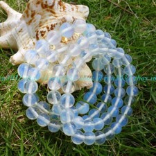Natural 6/8/10/12mm White Opal Opalite Gemstone Beads Stretchy Bracelet 7.5  
