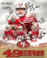 49ers Team Autographed Signed 8x10 RP Photo - Brock Purdy, McCaffrey, Kittle !!