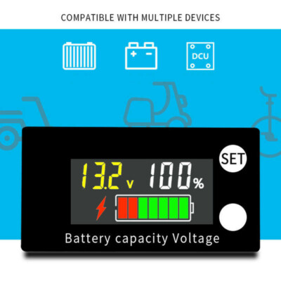 DC 8-100V Batterie Kapazität Voltmeter LCD Anzeige Messgerät Spannungsmesser Neu