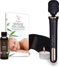 Bliss Wand Massager Kit with Earthly Body Massage Oil, Massage DVD, Eye Mask