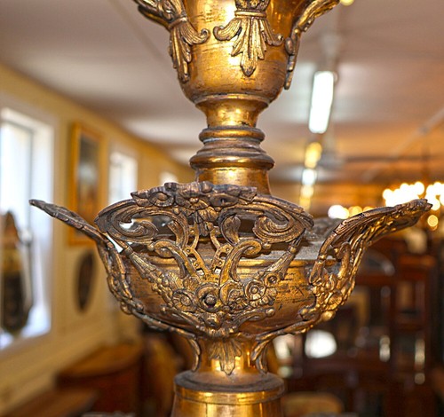19th Century Bronze Gasolier Gas Chandelier Attributed to Cornelius and Baker - Picture 15 of 15