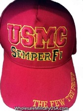 USMC Semper Fit Red Baseball Cap New One Size Adjustable