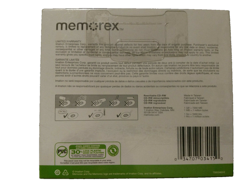 Memorex High Speed CD-RW 5 Pack - Re-Writeable CD's - FACTORY SEALED - Picture 2 of 2
